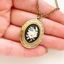 Load image into Gallery viewer, Rose Cameo Locket Necklace Vintage Style Gift for Women-Lydia&#39;s Vintage | Handmade Personalized Vintage Style Necklaces, Lockets, Earrings, Bracelets, Brooches, Rings