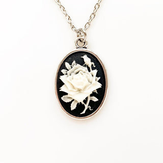 Rose Cameo Necklace Rose Pendant-Lydia's Vintage | Handmade Personalized Vintage Style Necklaces, Lockets, Earrings, Bracelets, Brooches, Rings