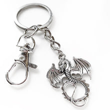 Load image into Gallery viewer, Dragon Keychain Dragon Gift Silver Dragon-Lydia&#39;s Vintage | Handmade Personalized Bookmarks, Keychains