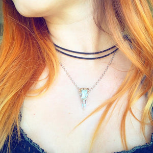 Raven Skull Necklace Crow Skull Pendant Goth Jewelry