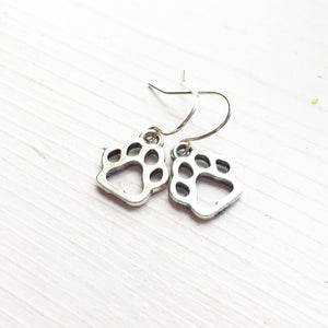 Paw Print Earrings Silver Paw Jewelry Dog Lover Gifts