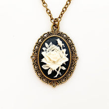 Load image into Gallery viewer, Rose Cameo Necklace Cameo Jewelry Rose Pendant-Lydia&#39;s Vintage | Handmade Personalized Vintage Style Necklaces, Lockets, Earrings, Bracelets, Brooches, Rings