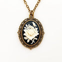 Rose Cameo Necklace Cameo Jewelry Rose Pendant-Lydia's Vintage | Handmade Personalized Vintage Style Necklaces, Lockets, Earrings, Bracelets, Brooches, Rings