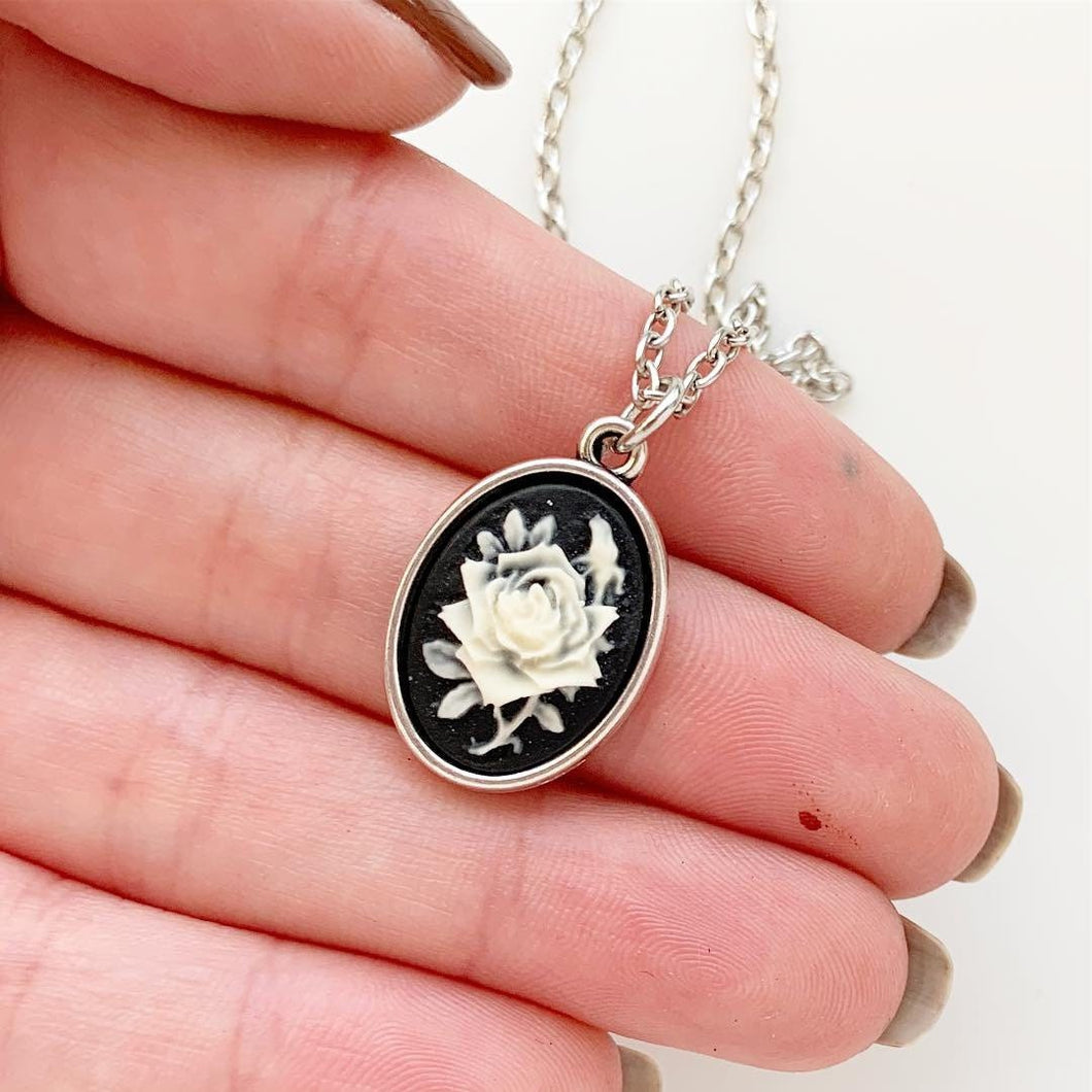 Rose Cameo Necklace Small Rose Pendant