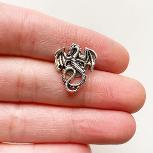 Dragon Pin Small Silver Dragon Tie Tack-Lydia's Vintage | Handmade Personalized Cufflinks and Tie Tacks