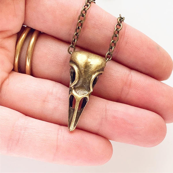 Raven Skull Necklace Bird Skull Necklace Crow Skull-Lydia's Vintage | Handmade Personalized Vintage Style Necklaces, Lockets, Earrings, Bracelets, Brooches, Rings