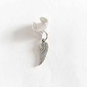 Angel Wings Ear Cuff Silver Non Pierced Wing Ear Wrap No Piercing-Lydia's Vintage | Handmade Personalized Vintage Style Earrings and Ear Cuffs