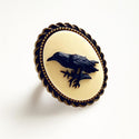 Raven Ring Gothic Cameo Ring Crow Jewelry Goth Gift-Lydia's Vintage | Handmade Personalized Vintage Style Rings, Earrings, Bracelets, Brooches, Necklaces, Lockets