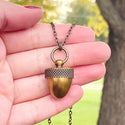 Acorn Necklace Pill Stash Locket Urn Jewelry Fall Autumn Locket-Lydia's Vintage | Handmade Personalized Vintage Style Necklaces, Lockets, Earrings, Bracelets, Brooches, Rings