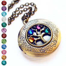 Load image into Gallery viewer, Birthstone Locket Necklace Gift for Mom Mothers Family Tree Personalized Jewelry