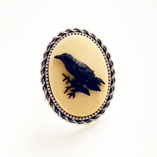 Raven Ring Gothic Cameo Ring Crow Jewelry Goth Gift-Lydia's Vintage | Handmade Personalized Vintage Style Rings, Earrings, Bracelets, Brooches, Necklaces, Lockets