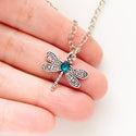 Dragonfly Necklace Birthstone Necklace Personalized Gift for Girls Custom Jewelry-Lydia's Vintage | Handmade Personalized Vintage Style Necklaces, Lockets, Earrings, Bracelets, Brooches, Rings