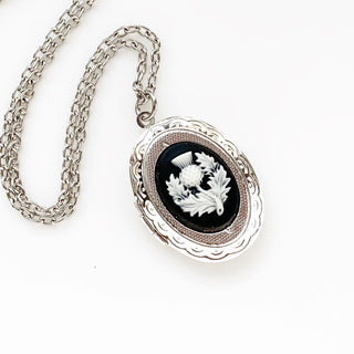 Scottish Thistle Cameo Locket Necklace Scotland Jewelry-Lydia's Vintage | Handmade Personalized Vintage Style Necklaces, Lockets, Earrings, Bracelets, Brooches, Rings