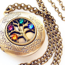 Load image into Gallery viewer, Birthstone Locket Necklace Gift for Mom Mothers Family Tree Personalized Jewelry
