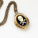 Skull Cameo Locket Necklace Pirate Costume Jolly Roger Skull and Crossbones-Lydia's Vintage | Handmade Custom Cosplay, Pirate Inspired Style Necklaces, Earrings, Bracelets, Brooches, Rings
