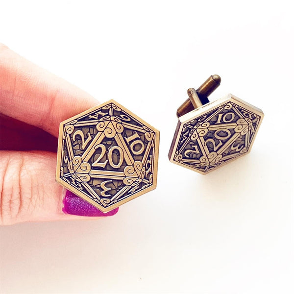 D20 Cufflinks Dungeons and Dragons Geek Wedding D&D Cuff Links Nerd Nerdy Groom Groomsmen Dungeon Master Gift-Lydia's Vintage | Handmade Personalized Cufflinks and Tie Tacks
