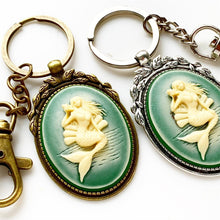 Load image into Gallery viewer, Mermaid Keychain Cameo Key Chain Mermaid Lover Gift