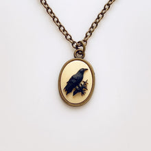 Load image into Gallery viewer, Raven Cameo Necklace Crow Jewelry Edgar Allan Poe Gift-Lydia&#39;s Vintage | Handmade Personalized Vintage Style Necklaces, Lockets, Earrings, Bracelets, Brooches, Rings