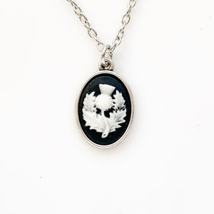 Scottish Thistle Cameo Necklace Scotland Jewelry Thistle Necklace-Lydia's Vintage | Handmade Personalized Vintage Style Necklaces, Lockets, Earrings, Bracelets, Brooches, Rings