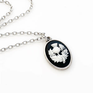 Scottish Thistle Cameo Necklace Scotland Jewelry Thistle Necklace-Lydia's Vintage | Handmade Personalized Vintage Style Necklaces, Lockets, Earrings, Bracelets, Brooches, Rings