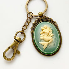 Load image into Gallery viewer, Mermaid Keychain Cameo Key Chain Mermaid Lover Gift-Lydia&#39;s Vintage | Handmade Personalized Bookmarks, Keychains