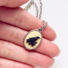 Load image into Gallery viewer, Raven Necklace Crow Pendant Cameo Necklace Edgar Allan Poe Gift