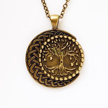 Load image into Gallery viewer, Celtic Tree of Life Moon Necklace Yggdrasil Pendant Crescent Moon