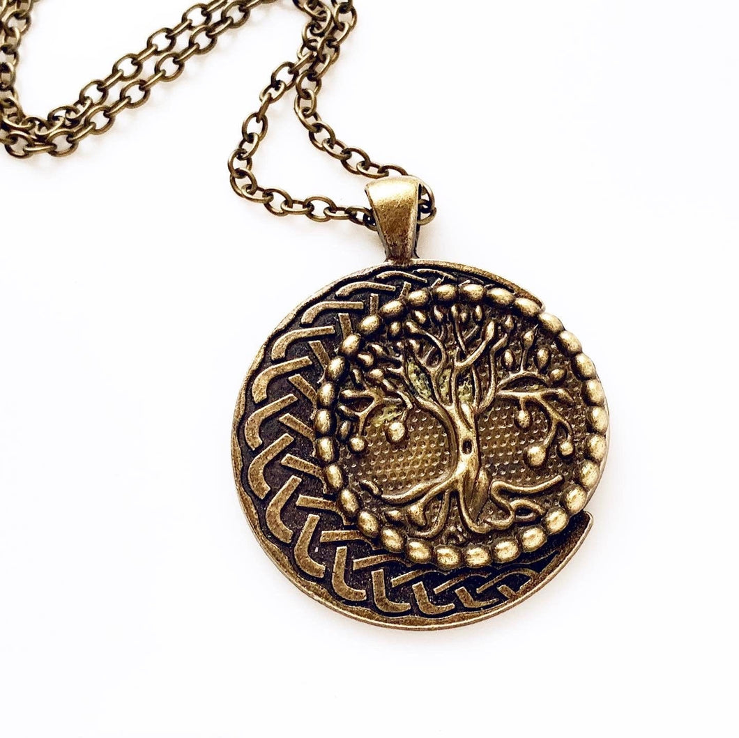 Celtic Tree of Life Moon Necklace Yggdrasil Pendant Crescent Moon-Lydia's Vintage | Handmade Personalized Vintage Style Necklaces, Lockets, Earrings, Bracelets, Brooches, Rings