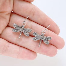 Load image into Gallery viewer, Dragonfly Earrings Silver Dragonfly Jewelry Gift for Women-Lydia&#39;s Vintage | Handmade Personalized Vintage Style Earrings and Ear Cuffs