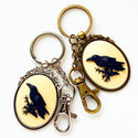 Raven Keychain Halloween Cameo Crow Lover Gift-Lydia's Vintage | Handmade Personalized Bookmarks, Keychains