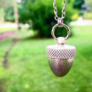 Acorn Necklace Pill Case Necklace Acorn Locket Urn Jewelry Vial-Lydia's Vintage | Handmade Personalized Vintage Style Necklaces, Lockets, Earrings, Bracelets, Brooches, Rings