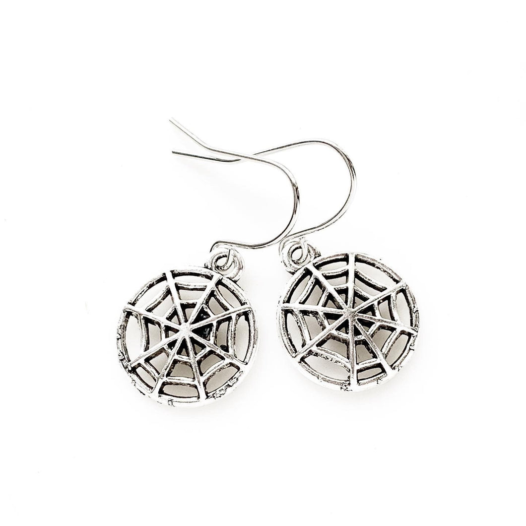 Spider Web Earrings Halloween Earrings Spiderweb Jewelry-Lydia's Vintage | Handmade Personalized Vintage Style Earrings and Ear Cuffs