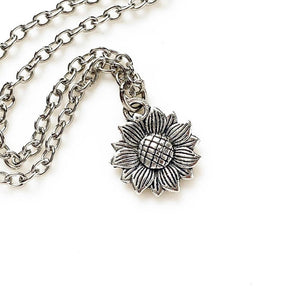 Sunflower Necklace Silver Sunflower Pendant Gift for Women-Lydia's Vintage | Handmade Personalized Vintage Style Necklaces, Lockets, Earrings, Bracelets, Brooches, Rings