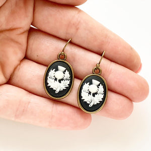 Scottish Thistle Earrings Outlander Gifts Scotland Thistle Cameo Earrings-Lydia's Vintage | Handmade Personalized Vintage Style Earrings and Ear Cuffs