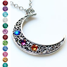 Load image into Gallery viewer, Birthstone Moon Necklace Pick 3+ Birthstones Personalized Gifts for Moms