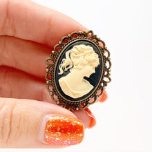 Load image into Gallery viewer, Victorian Lady Cameo Brooch / Small Pin Steampunk Lover Gift Vintage Wedding Bridesmaid Favors Costume Brooch Bouquet Boutineer on a Budget