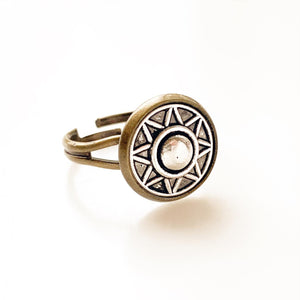 Sun Ring Silver or Bronze Sun Shield Ring-Lydia's Vintage | Handmade Personalized Vintage Style Rings, Earrings, Bracelets, Brooches, Necklaces, Lockets
