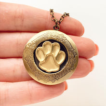 Load image into Gallery viewer, Paw Print Necklace Locket Pet Jewelry Photo Locket Keepsake Gift for Dog Lovers Cat Lovers