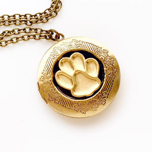 Paw Print Necklace Locket Pet Jewelry Photo Locket Keepsake Gift for Dog Lovers Cat Lovers