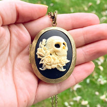 Load image into Gallery viewer, Skull Cameo Locket Pirate Costume Day of the Dead Sugar Skull-Lydia&#39;s Vintage | Handmade Custom Cosplay, Pirate Inspired Style Necklaces, Earrings, Bracelets, Brooches, Rings