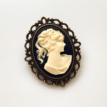 Load image into Gallery viewer, Victorian Lady Cameo Brooch / Small Pin Steampunk Lover Gift Vintage Wedding Bridesmaid Favors Costume Brooch Bouquet Boutineer on a Budget
