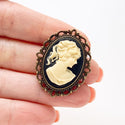 Victorian Lady Cameo Brooch / Small Pin Steampunk Lover Gift Vintage Wedding Bridesmaid Favors Costume Brooch Bouquet Boutineer on a Budget-Lydia's Vintage | Handmade Vintage Style Jewelry, Brooches, Pins, Necklaces, Bracelets