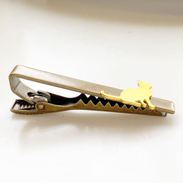 Cat Tie Clip Cat Tie Bar Gift for Men-Lydia's Vintage | Handmade Personalized Cufflinks and Tie Tacks