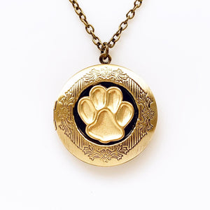 Paw Print Necklace Locket Pet Jewelry Photo Locket Keepsake Gift for Dog Lovers Cat Lovers