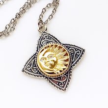 Load image into Gallery viewer, Sun and Moon Necklace Sun Pendant Gold and Silver Celestial Jewelry-Lydia&#39;s Vintage | Handmade Personalized Vintage Style Necklaces, Lockets, Earrings, Bracelets, Brooches, Rings