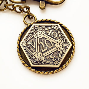 D20 Keychain Dungeons and Dragons Key Chain Accessory Nerdy Gift for Men