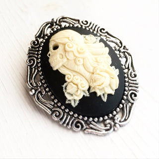 Skull Cameo Brooch Pirate Hat Pin-Lydia's Vintage | Handmade Custom Cosplay, Pirate Inspired Style Necklaces, Earrings, Bracelets, Brooches, Rings