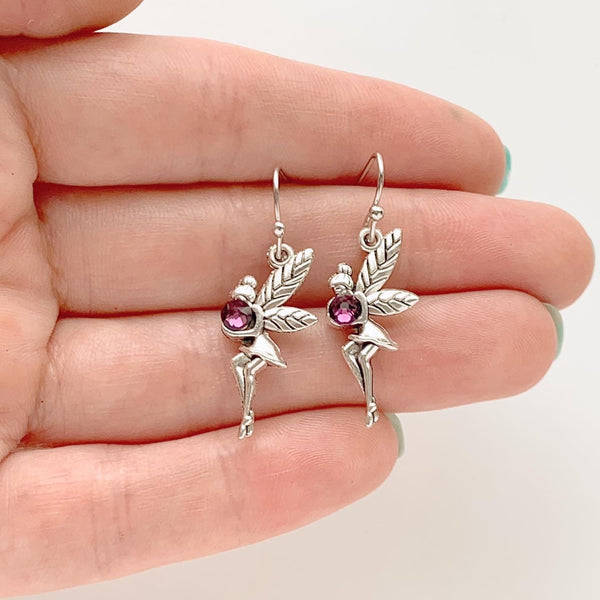 Fairy Earrings Birthstone Earrings Fairy Jewelry Personalized Gift for Girls-Lydia's Vintage | Handmade Personalized Vintage Style Earrings and Ear Cuffs