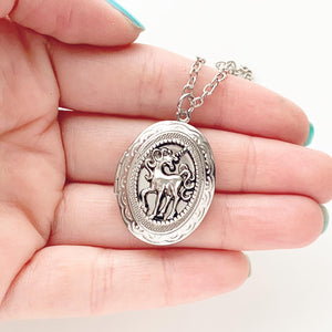 Silver Unicorn Locket Necklace Unicorn Lover Gift-Lydia's Vintage | Handmade Personalized Vintage Style Necklaces, Lockets, Earrings, Bracelets, Brooches, Rings
