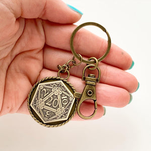 D20 Keychain Dungeons and Dragons Key Chain Accessory Nerdy Gift for Men